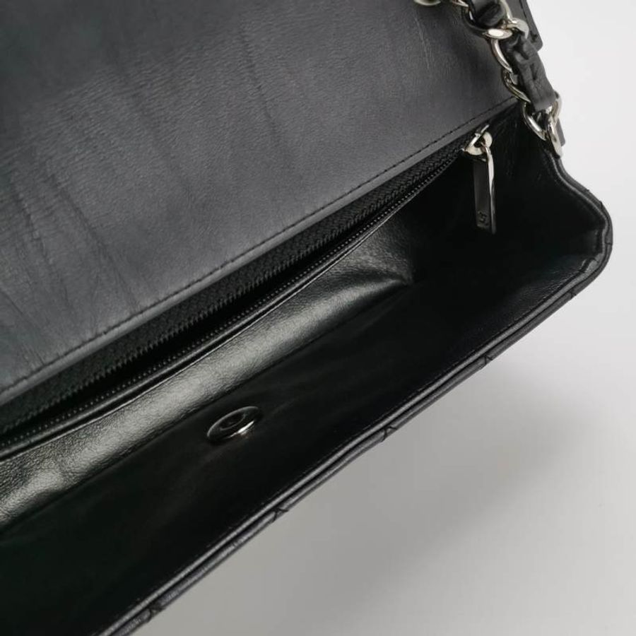 Chanel Classic Flap 季節限定款大mini深灰牛皮菱格絎縫雙C扣皮穿鏈斜背包單肩包-6
