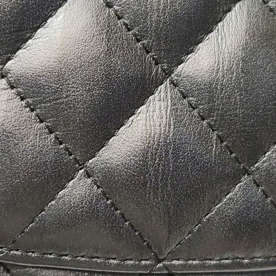 Chanel Classic Flap 季節限定款大mini深灰牛皮菱格絎縫雙C扣皮穿鏈斜背包單肩包-16