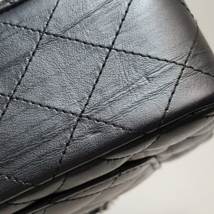 Chanel Classic Flap 季節限定款大mini深灰牛皮菱格絎縫雙C扣皮穿鏈斜背包單肩包-22