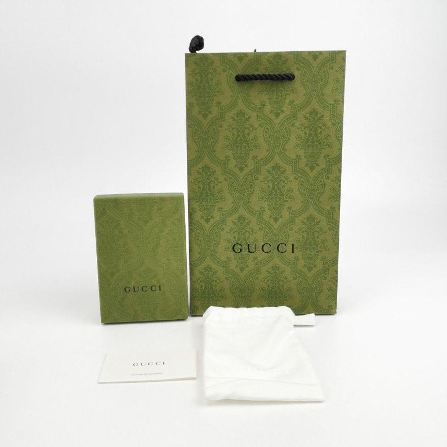Gucci GG Marmont灰色牛皮老花拼接雙G標誌皮夾-7