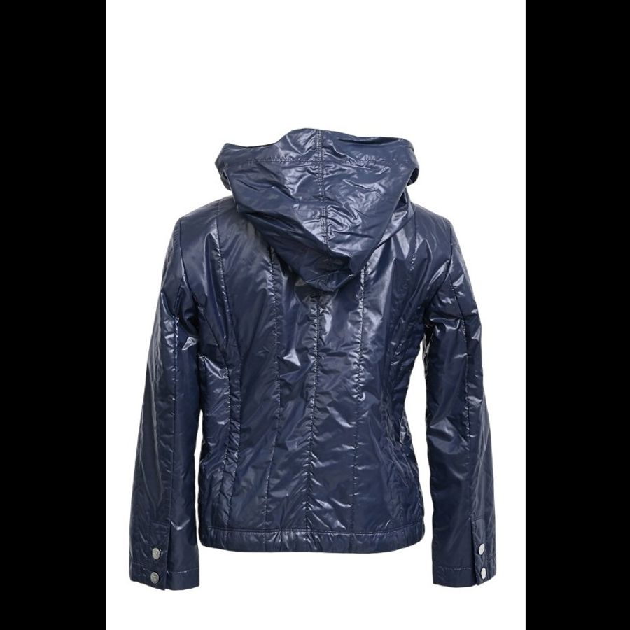 Chanel 12年深蓝色亮面连帽拉链棉服上衣外套-6