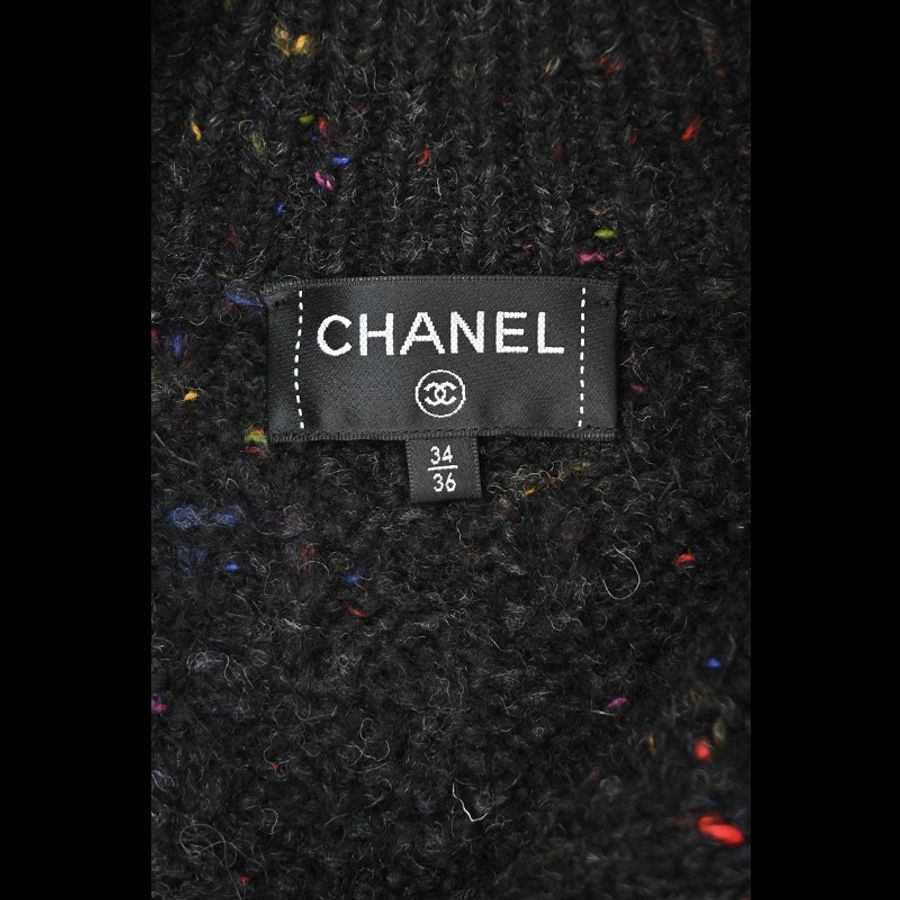 Chanel 17年大都会系列黑色羊毛糖豆两片针织开衫上衣外套-7