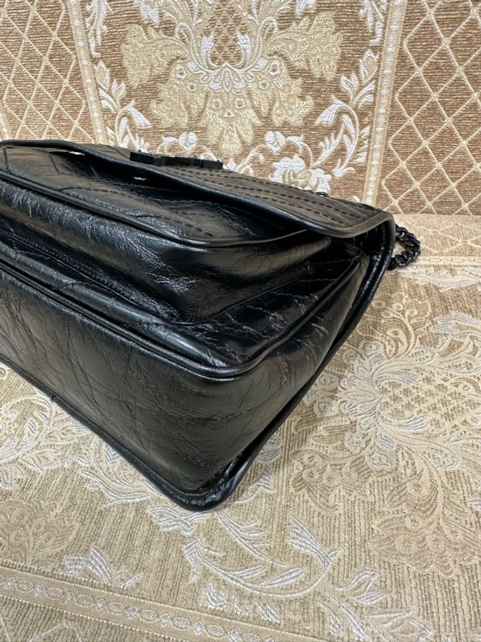 YSL 黑復刻牛皮黑釦Niki中號肩斜背包-6