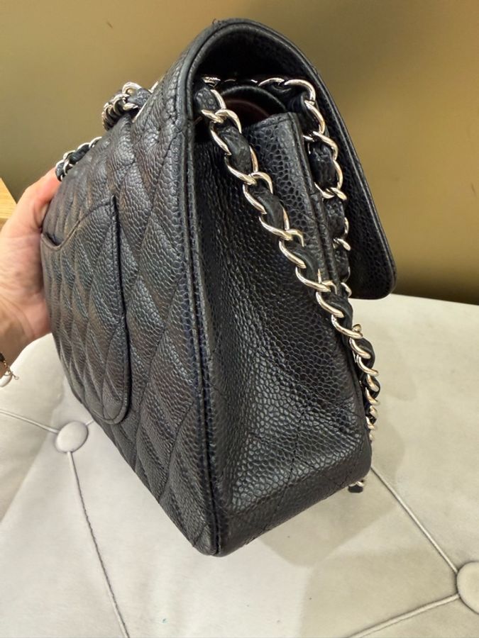 CHANEL香奈兒 Classic Flap 荔枝紋CF,15開,經典菱格金扣皮穿鏈肩帶,顆粒牛皮、金色五金,-2