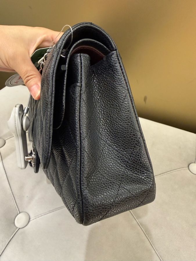 CHANEL香奈兒 Classic Flap 荔枝紋CF,15開,經典菱格金扣皮穿鏈肩帶,顆粒牛皮、金色五金,-3