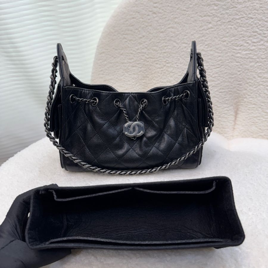 近新🖤香奈兒Chanel 黑銀荔枝皮25bag mini AS5631-11