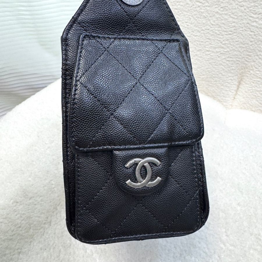 近新🖤香奈兒Chanel 黑銀荔枝皮25bag mini AS5631-18
