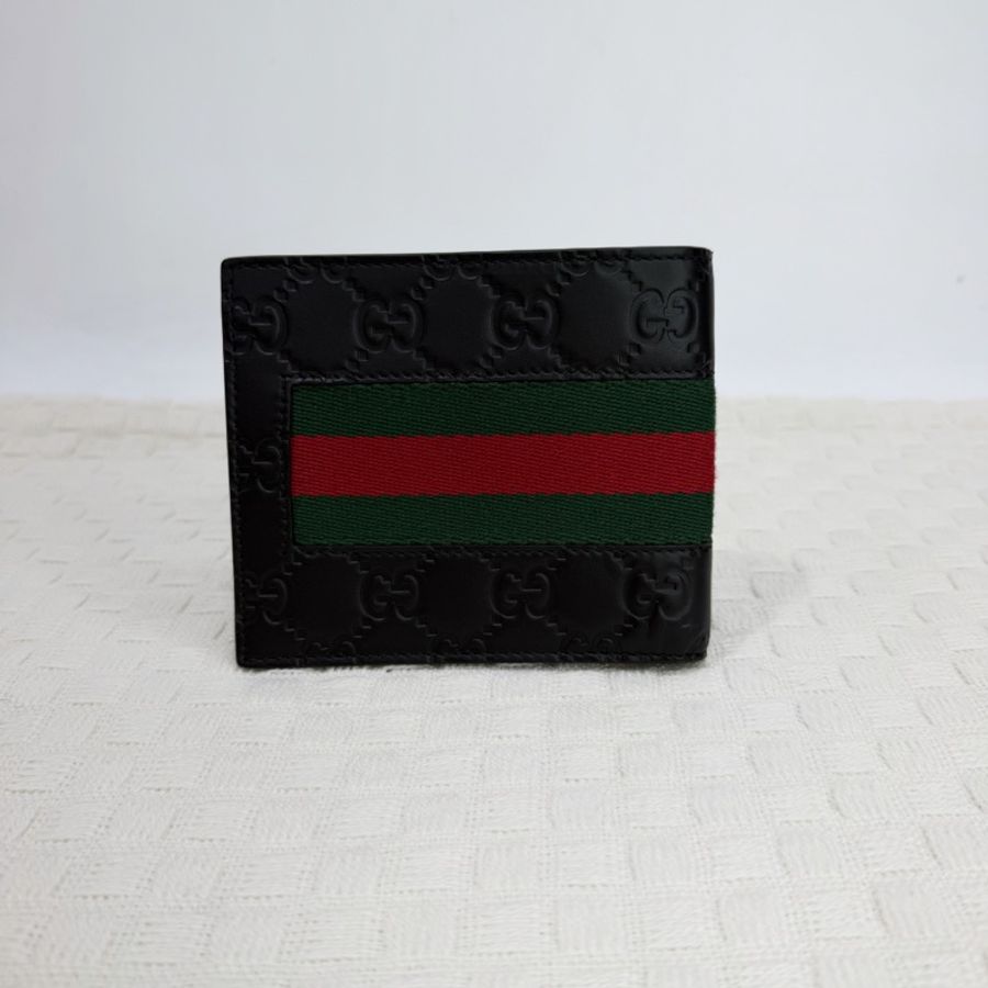 Gucci 黑牛皮GG壓紋短夾-1
