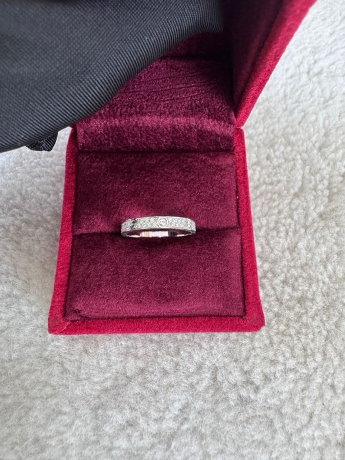 Cartier 卡地亞白金窄版滿天星戒指48號圈口-2