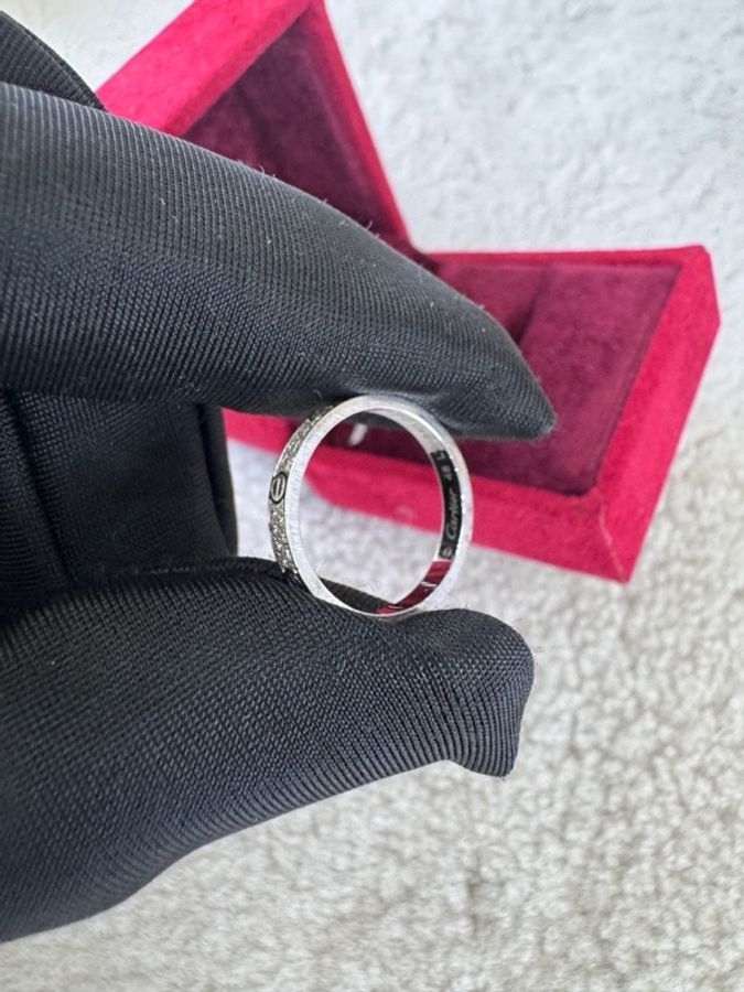 Cartier 卡地亞白金窄版滿天星戒指48號圈口-3