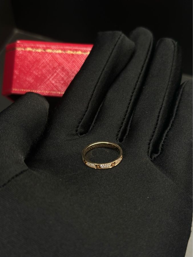 Cartier/卡地亞 LOVE系列 窄版 經典滿鑽 滿天星戒指 18K鋪鑲嵌滿鑽戒指尺碼53-4