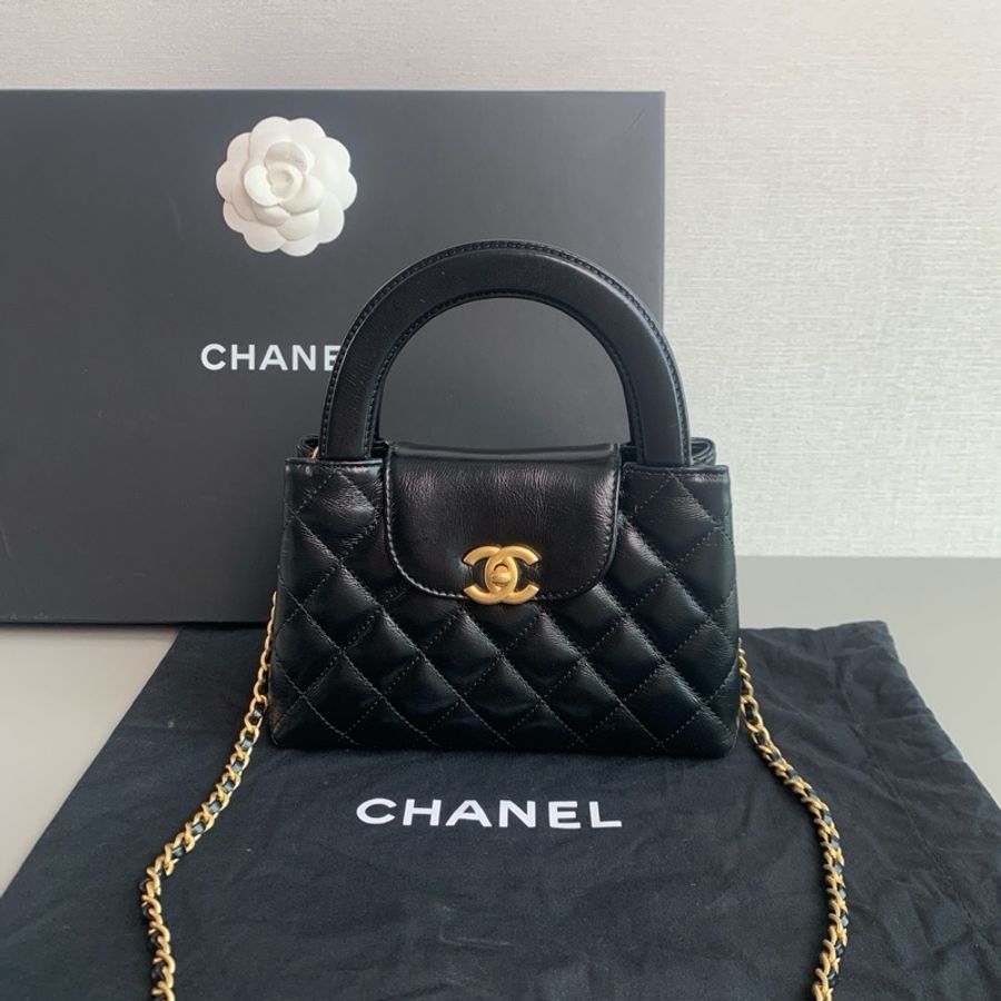 💎Chanel香奈兒|24A黑金kelly大號牛皮手提單肩斜挎包|99新芯片款-1