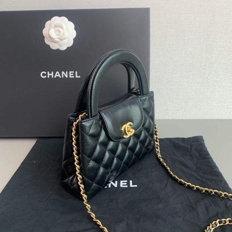 💎Chanel香奈兒|24A黑金kelly大號牛皮手提單肩斜挎包|99新芯片款-2