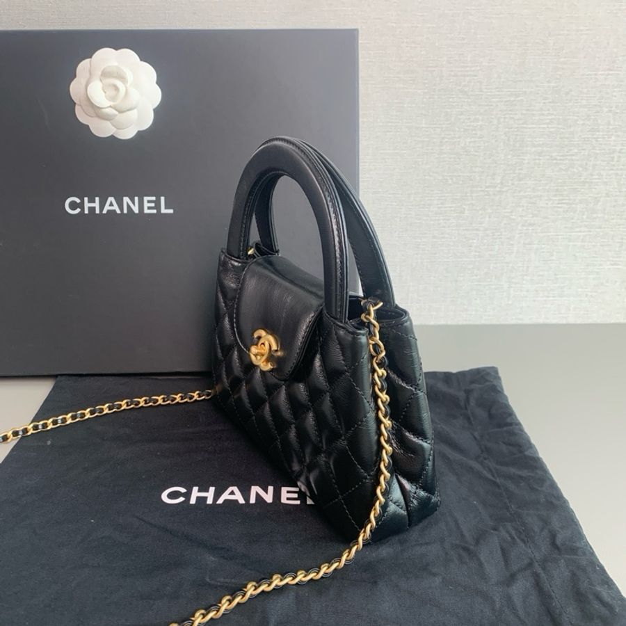 💎Chanel香奈兒|24A黑金kelly大號牛皮手提單肩斜挎包|99新芯片款-3