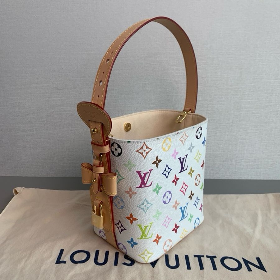 👜LV路易威登|村上隆聯名ALL IN BB白三彩水桶包|99新 芯片款-2