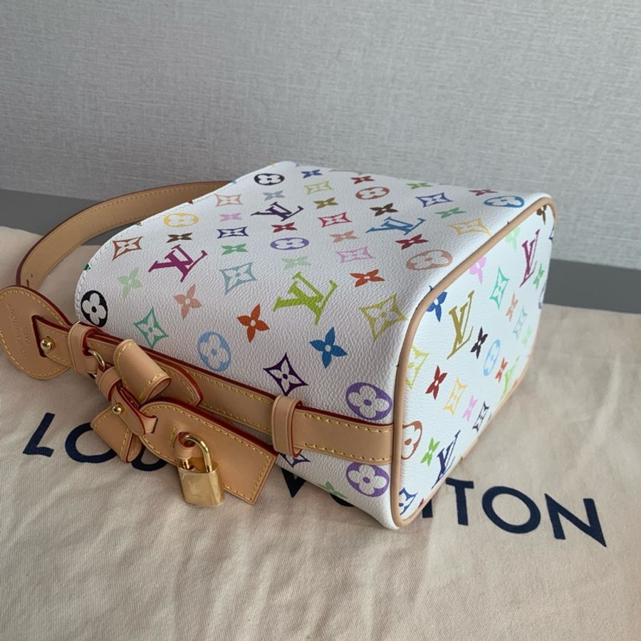 👜LV路易威登|村上隆聯名ALL IN BB白三彩水桶包|99新 芯片款-5