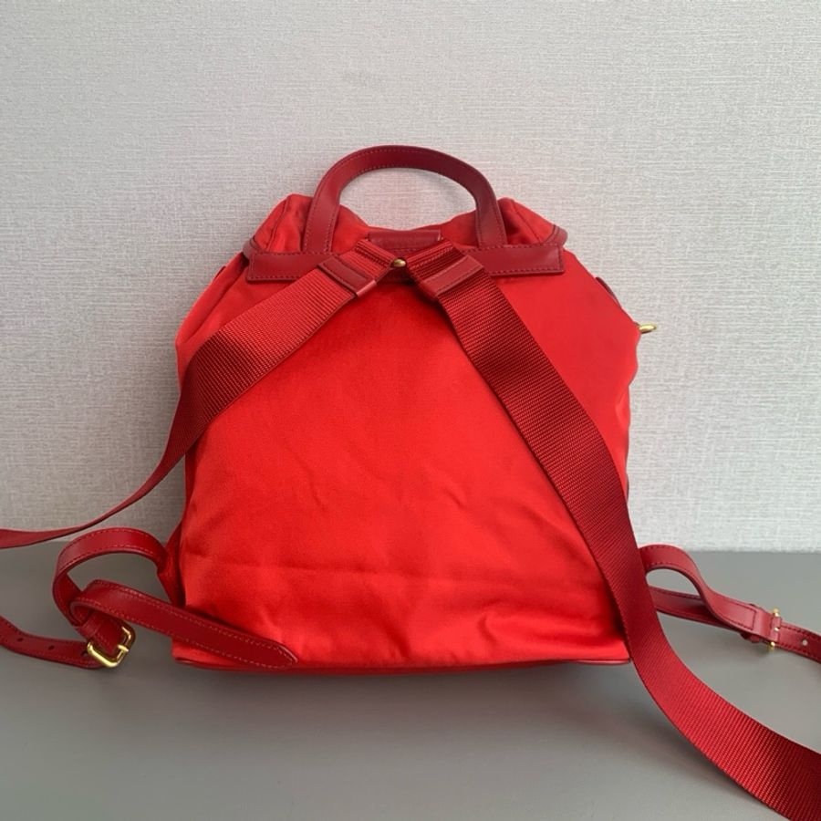 ✨Prada|紅金小號降落傘|尼龍雙肩包|99新-4
