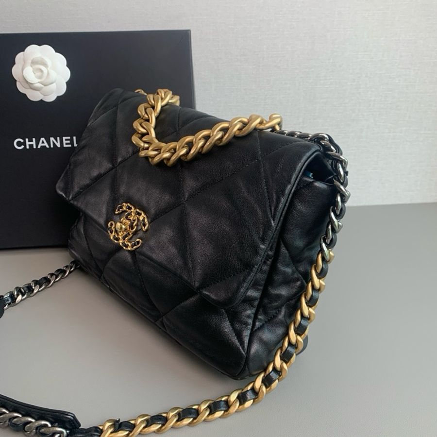 💎Chanel香奈兒|19bag黑金中號|98新芯片款-3