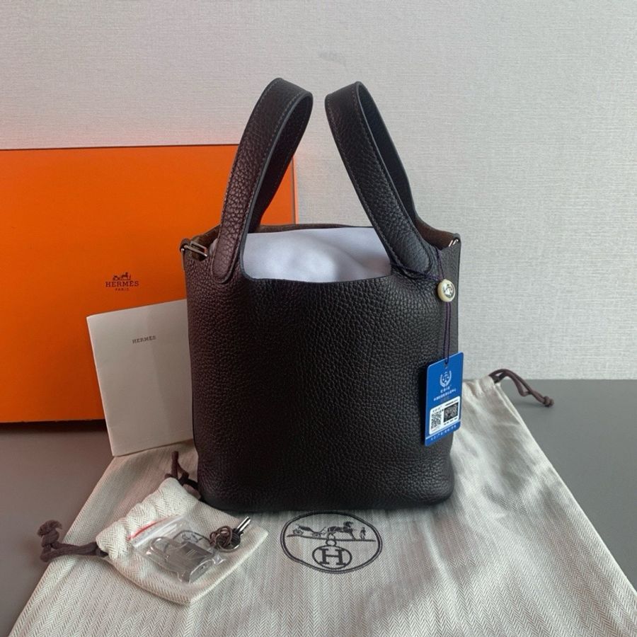 🐎Hermes愛馬仕|烏木色Picotin菜籃子18|98新|Z刻-1