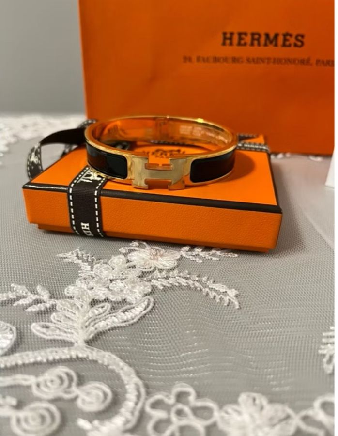 HERMÈS 愛馬仕 Clic H 黑色琺瑯手環 金釦|近全新|完整盒裝附件|經典百搭-14