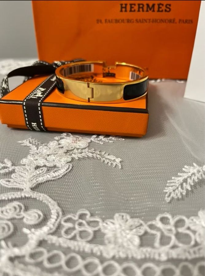 HERMÈS 愛馬仕 Clic H 黑色琺瑯手環 金釦|近全新|完整盒裝附件|經典百搭-20