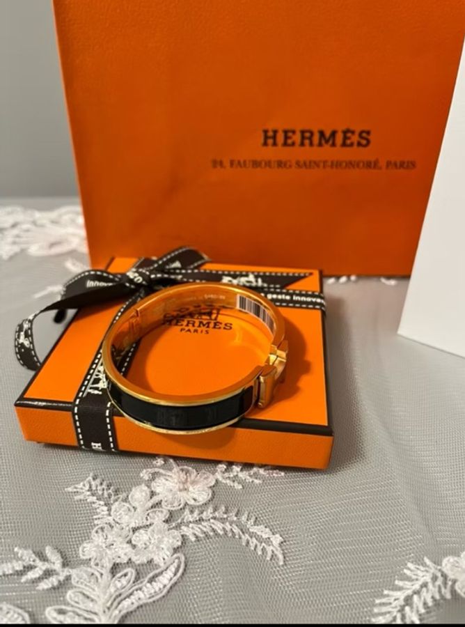 HERMÈS 愛馬仕 Clic H 黑色琺瑯手環 金釦|近全新|完整盒裝附件|經典百搭-28