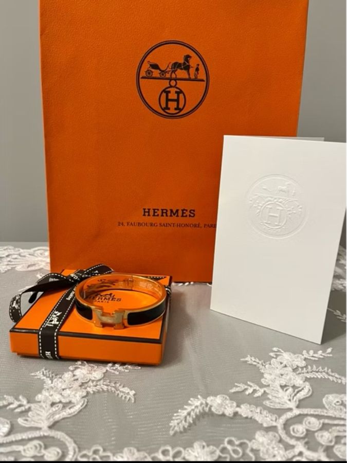 HERMÈS 愛馬仕 Clic H 黑色琺瑯手環 金釦|近全新|完整盒裝附件|經典百搭-32
