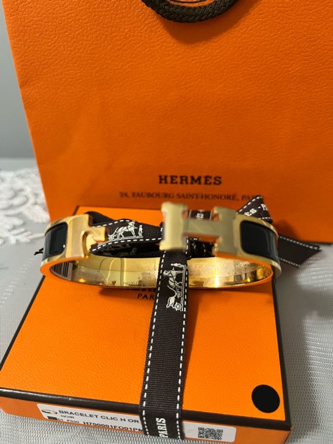 HERMÈS 愛馬仕 Clic H 黑色琺瑯手環 金釦|近全新|完整盒裝附件|經典百搭-23
