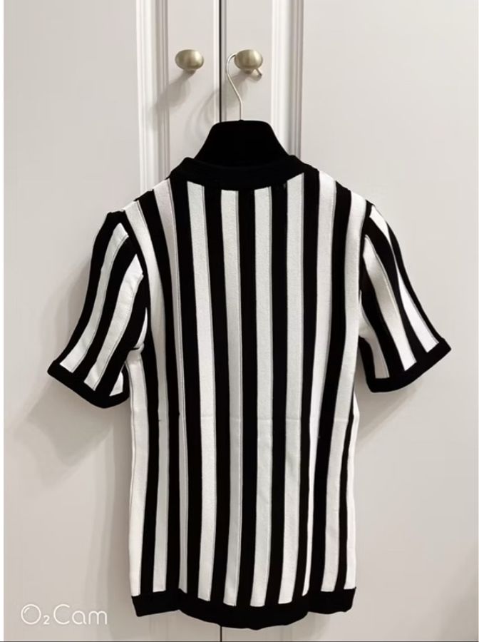 MOSCHINO《近全新》黑白直條紋針織短袖上衣|38號|SOGO專櫃購入|顯瘦百搭-11
