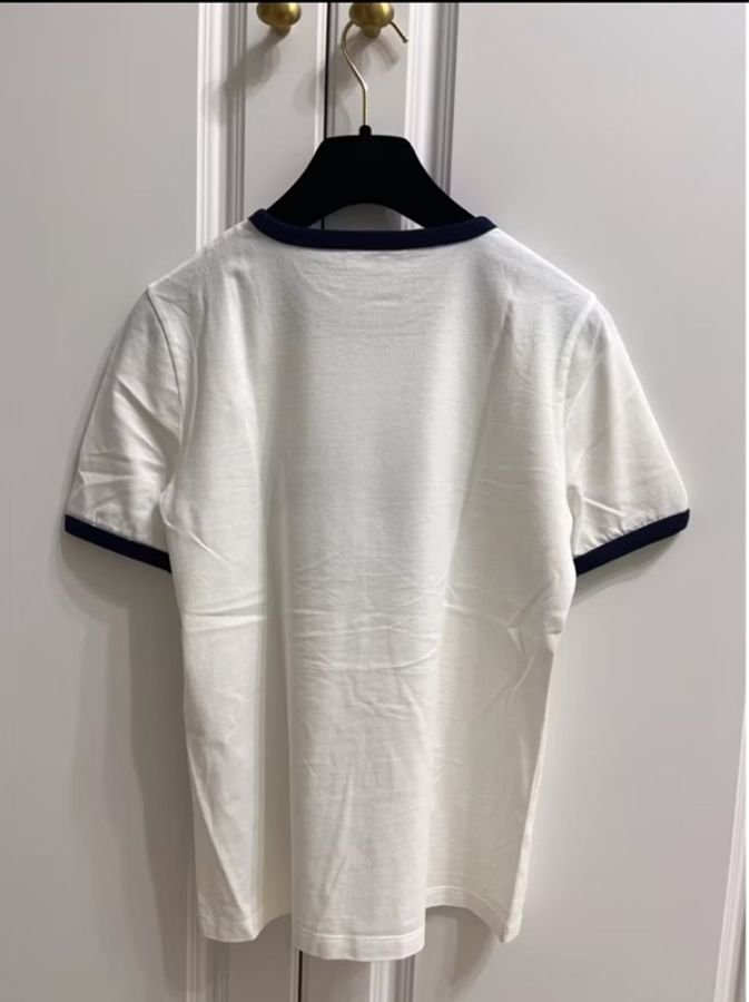 CELINE PARIS 麂皮立體Logo短T|白色學院風滾邊設計|附購證影本-11