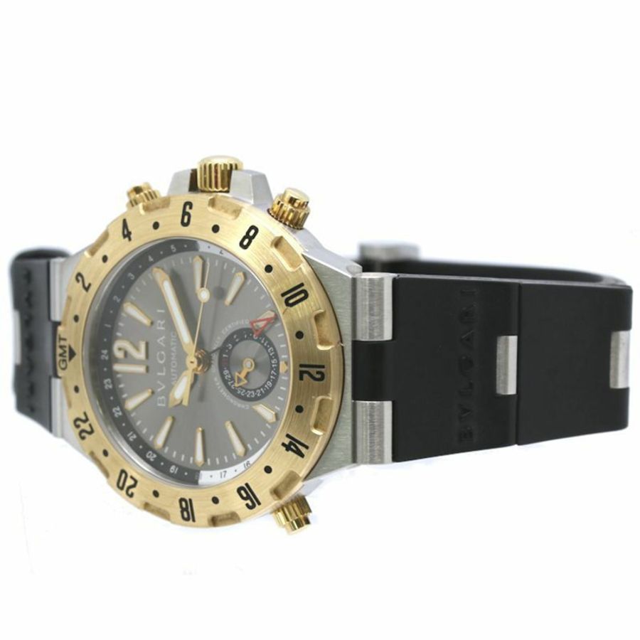 寶格麗 Diagono Professional GMT GMT40C5SGVD GMT40SG 男士腕錶 精鋼 x 18K 黃金 橡膠錶帶 40536-2