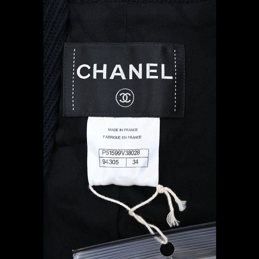 Chanel 15年女权系列秀款深蓝色白线滚边四口袋上衣外套-9