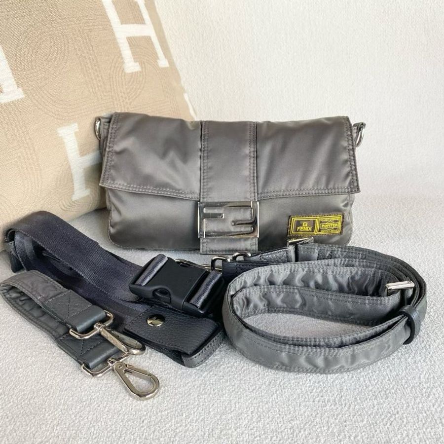 Fendi 法棍包baguette 深灰色 26*14*4 98新配件肩帶*3 塵袋-1