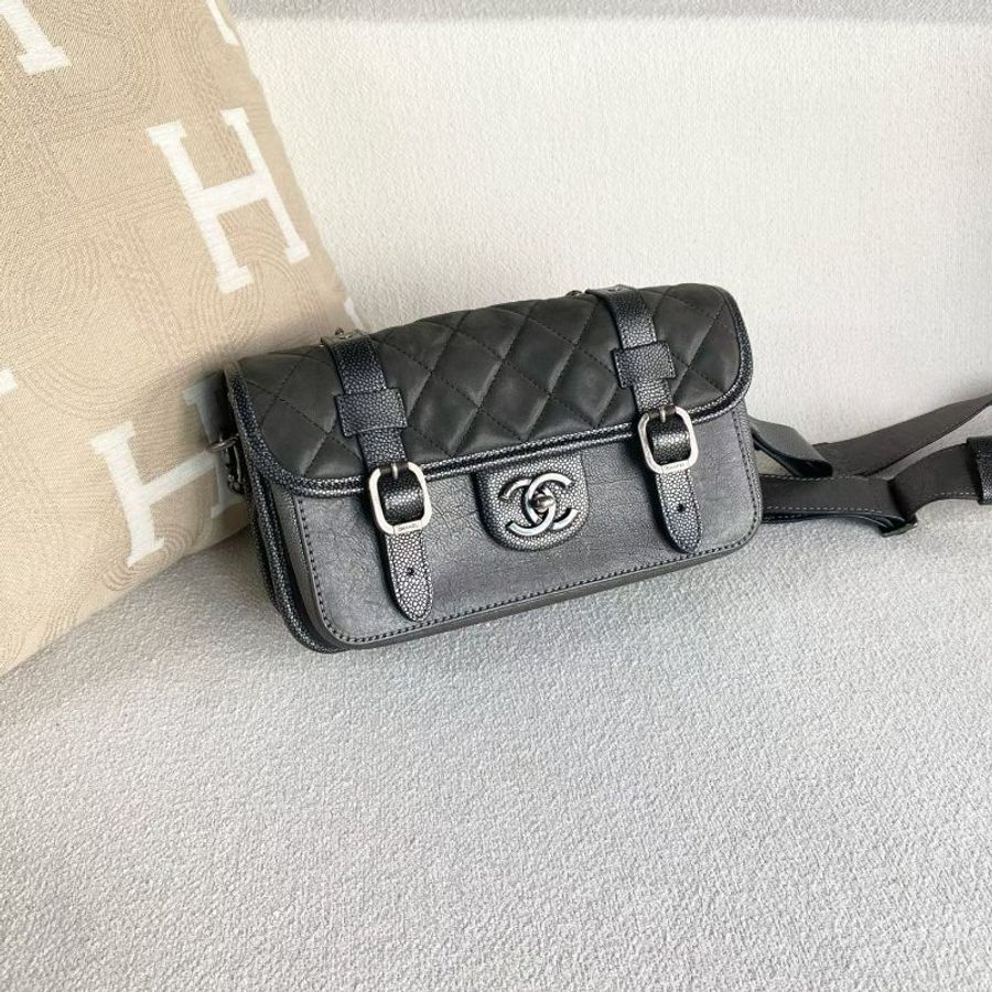 Chanel 孟買劍橋包 銀灰色 24*15*5 98新配件肩帶 塵袋-2