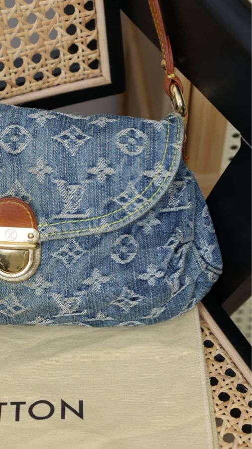 LV老花monogram牛仔丹宁preity腋下包单肩包-17