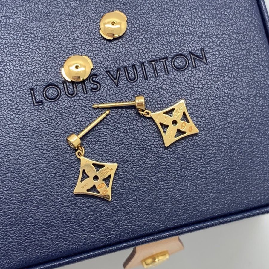 LOUIS VUITTON路易威登18K黃金鑽石耳釘一對 23年-5