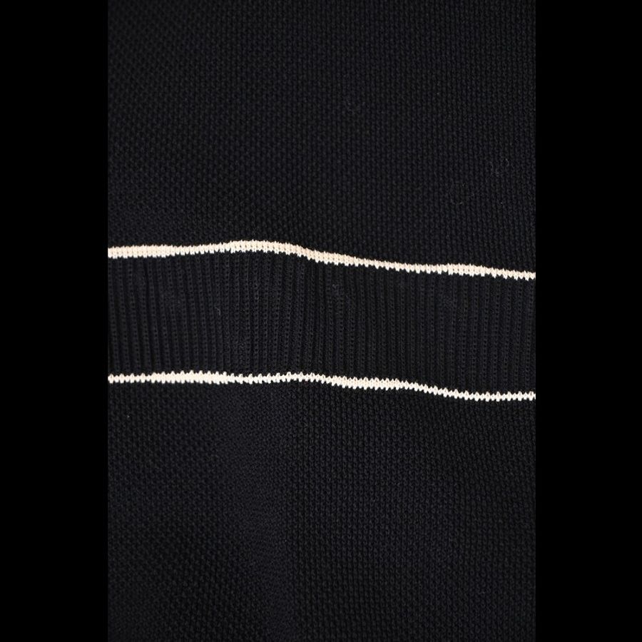 Chanel 14年深蓝色针织白线滚边短袖连衣裙-13
