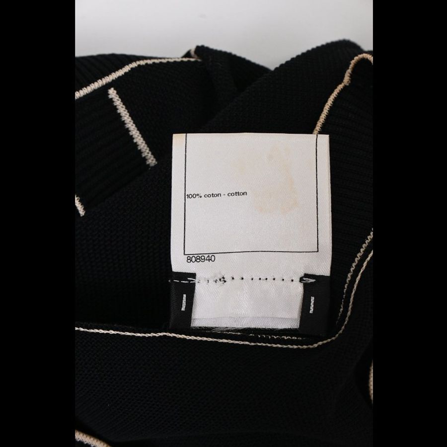 Chanel 14年深蓝色针织白线滚边短袖连衣裙-19