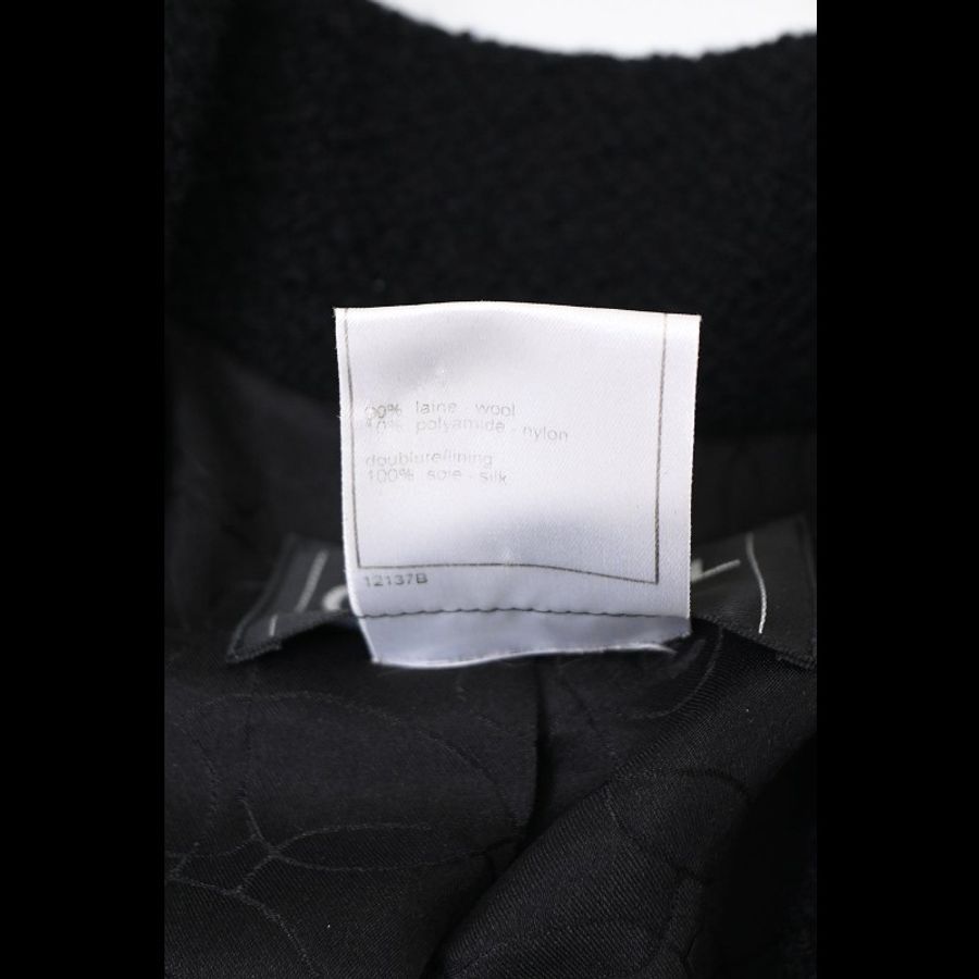 Chanel 01年深灰色羊毛条纹侧边金扣半裙-13