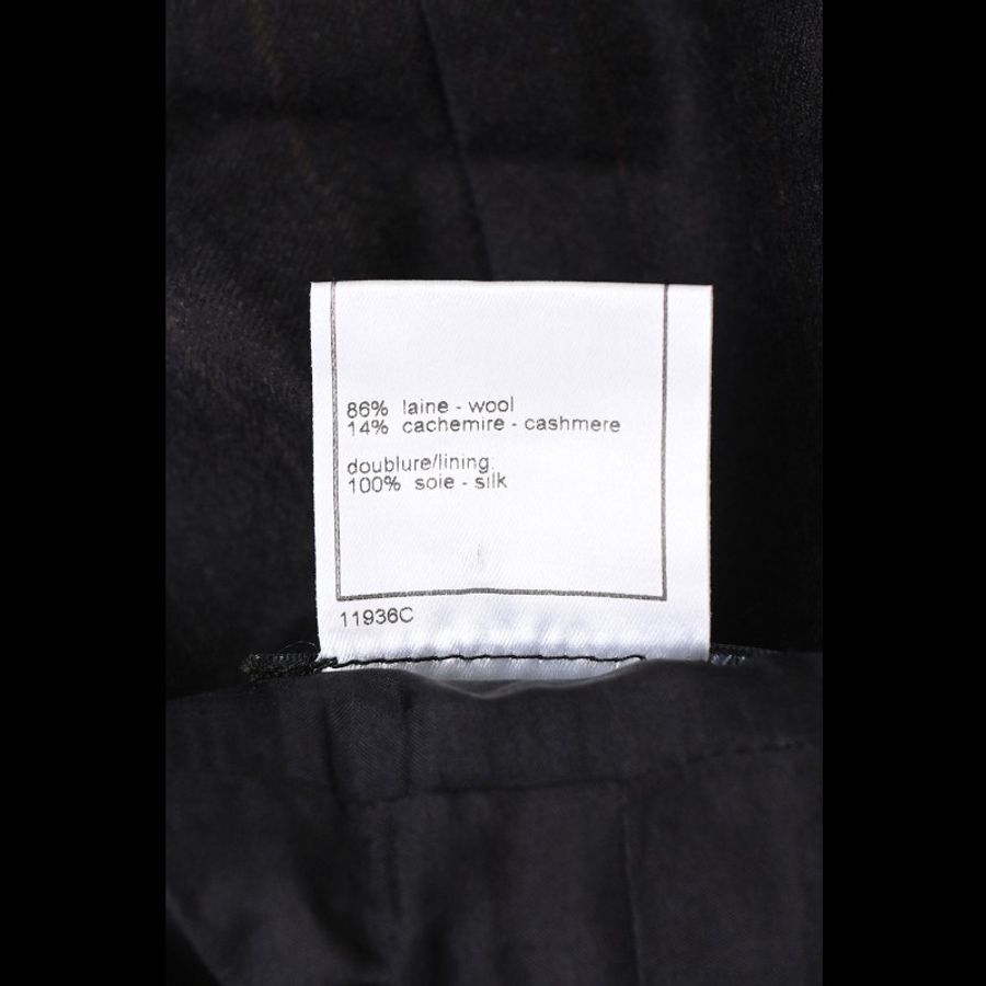 Chanel 01年深灰色羊毛条纹侧边金扣半裙-8