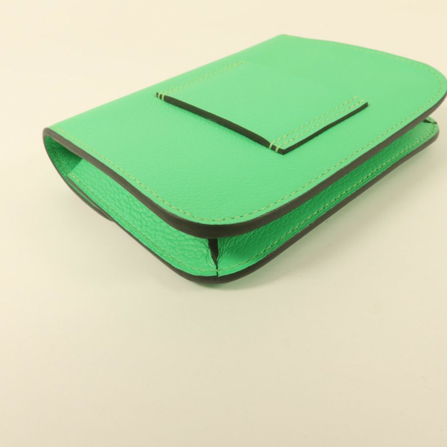 HERMES Evercolor皮革Constance Slim錢包Vert Comics/Bleu Zellige-14