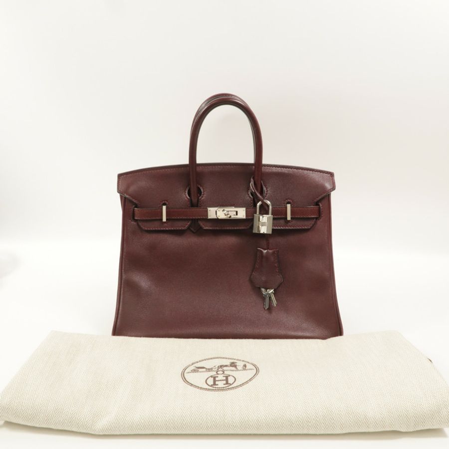 HERMES Swift皮革Birkin 25手挽袋Prune-9