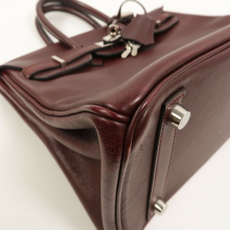 HERMES Swift皮革Birkin 25手挽袋Prune-11