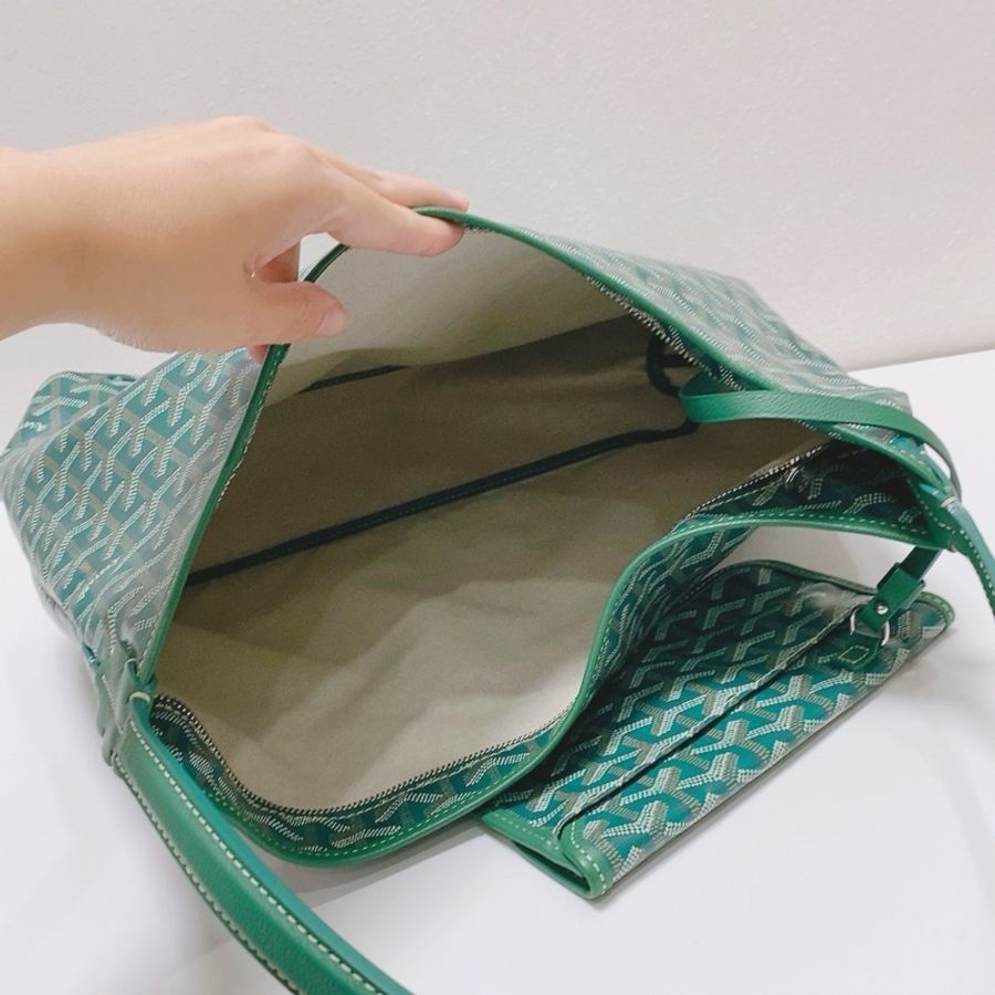 Goyard戈雅 綠色hobo單肩包手提包腋下包子母袋,-7