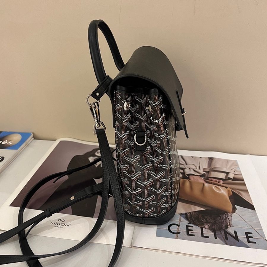 戈雅goyard Alpin mini 迷你雙肩包黑色老花 底長20cm-3