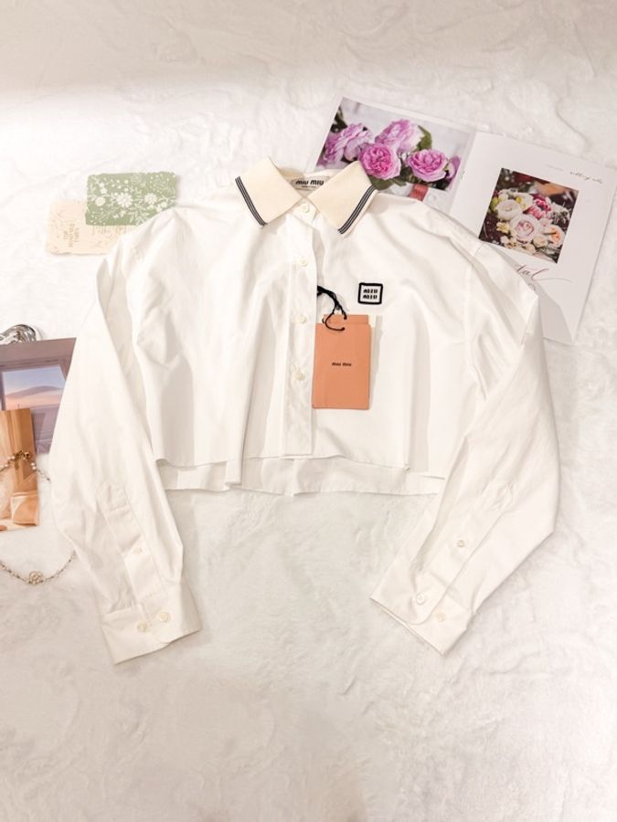 Miu Miu短款棉襯衫-0