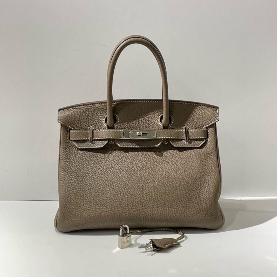 Hermes愛馬仕Birkin 30 大象灰銀扣 T刻 TC皮 經典鉑金手提包-0
