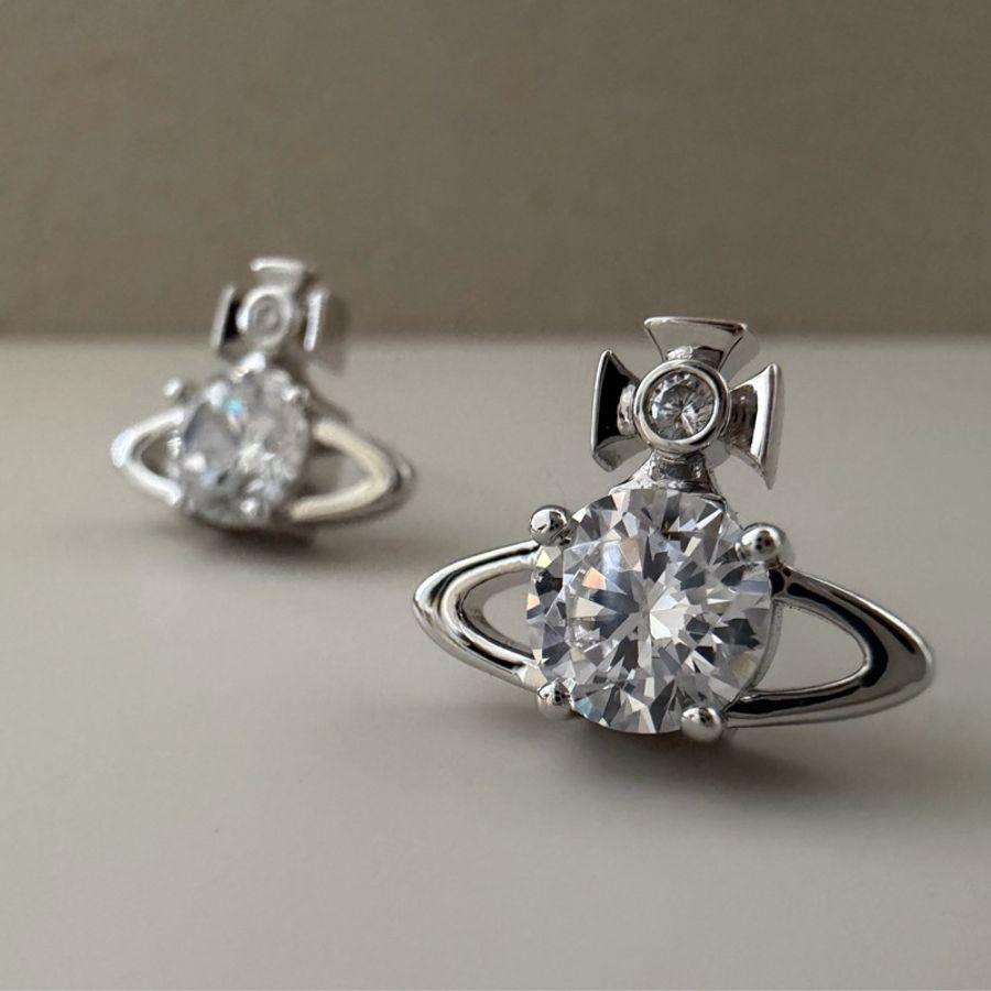Vivienne Westwood🪐 簡約單鑽土星耳環 Reina Earrings-3
