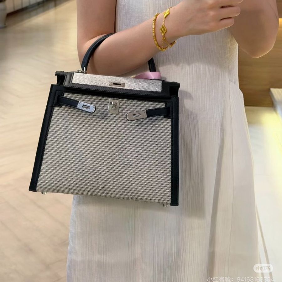 HERMES Kelly 25 - 熊貓銀 K-1