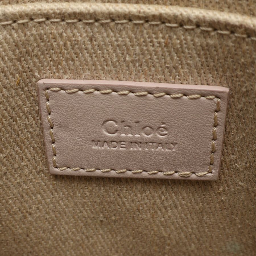 Small Woody 兩用包 米色亞麻布 粉色牛皮【Chloe 克羅伊】 CHC22AS397I2-3